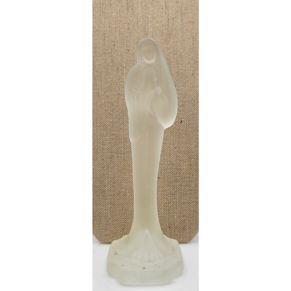 Vtg Lead Crystal Praying Saint Frosted Art Glass Statue Figurine Collectibles - Picture 7 of 7